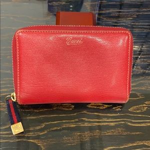 GG GUCCI ZIPPY WALLET RED LEATHER